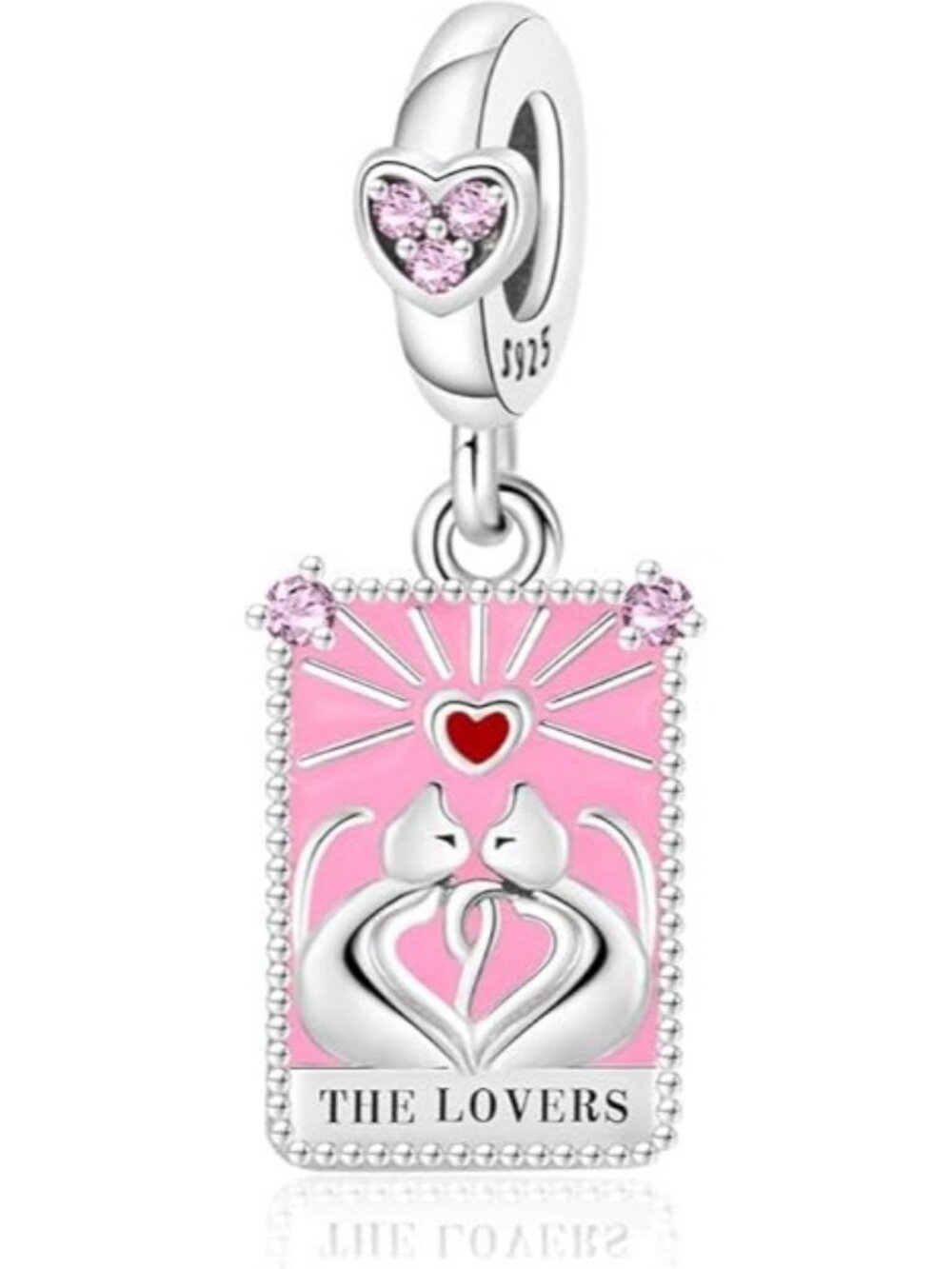 Tarot Cards Lovers Dangle Charm 925 Sterling Silver Charm